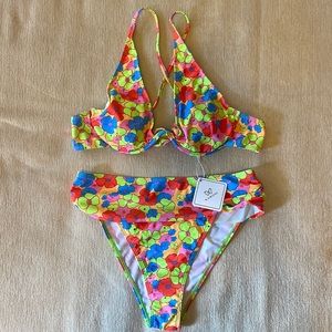 Large Kamoni Floral Print High Waist Bikini